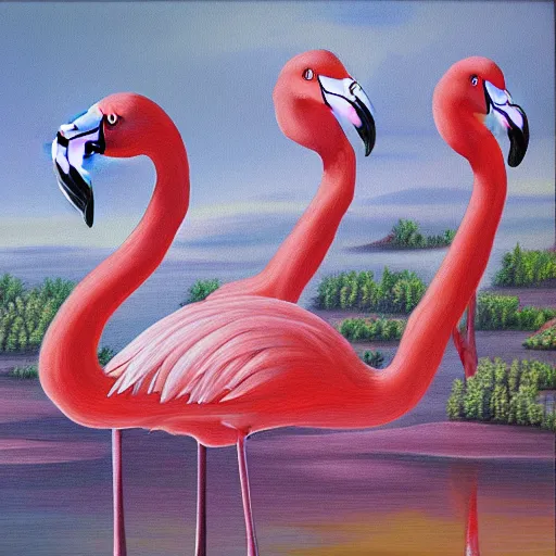 Prompt: flamingo renaissance oil painting