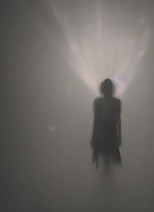 Image similar to symmetrical females ascending astral projection, heavy glowing aura, motion blur, long exposure, film grain, cinematic lighting, experimental film, shot on 1 6 mm