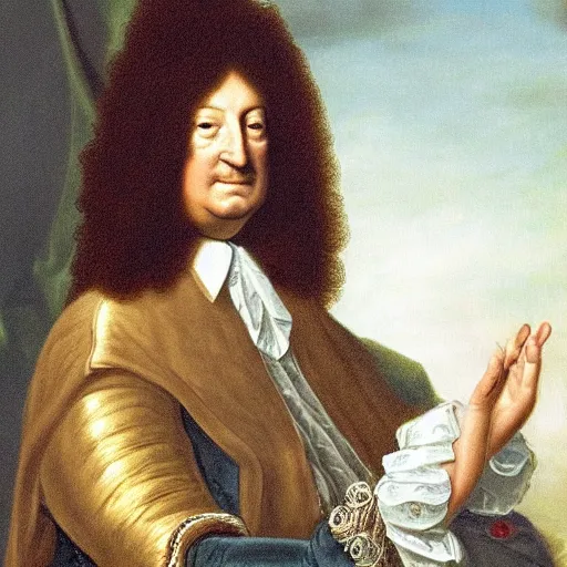 Image similar to trump as louis xiv, painting, royal, iconic, poster