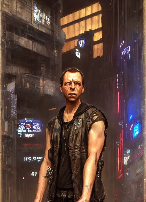 Prompt: don knotts as a cyberpunk assassin in a cyberpunk stealth suit ( blade runner 2 0 4 9, cyberpunk 2 0 7 7 ). orientalist portrait by john william waterhouse and james gurney and theodore ralli and nasreddine dinet, oil on canvas. cinematic, hyper realism, realistic proportions, dramatic lighting, high detail 4 k