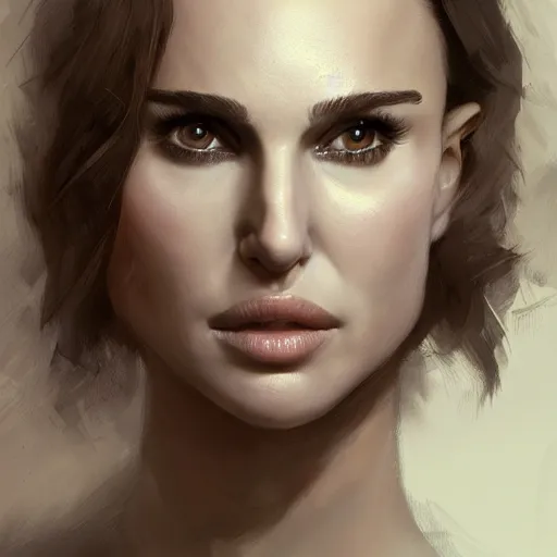 Prompt: A Portrait of Natalie Portman, by Cedric Peyravernay, highly detailed, excellent composition, cinematic concept art, dramatic lighting, trending on ArtStation