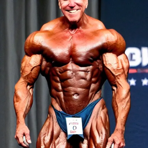 Prompt: joe biden competing in a body building competition, realistic