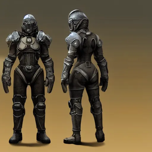 Image similar to fallout concept art armor render ultra unreal engine 5