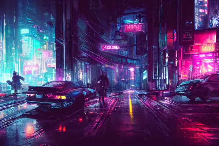 Prompt: artwork of bright cyberpunk glow, epic mysterious surrealism, digital matte painting in the style of liam wong