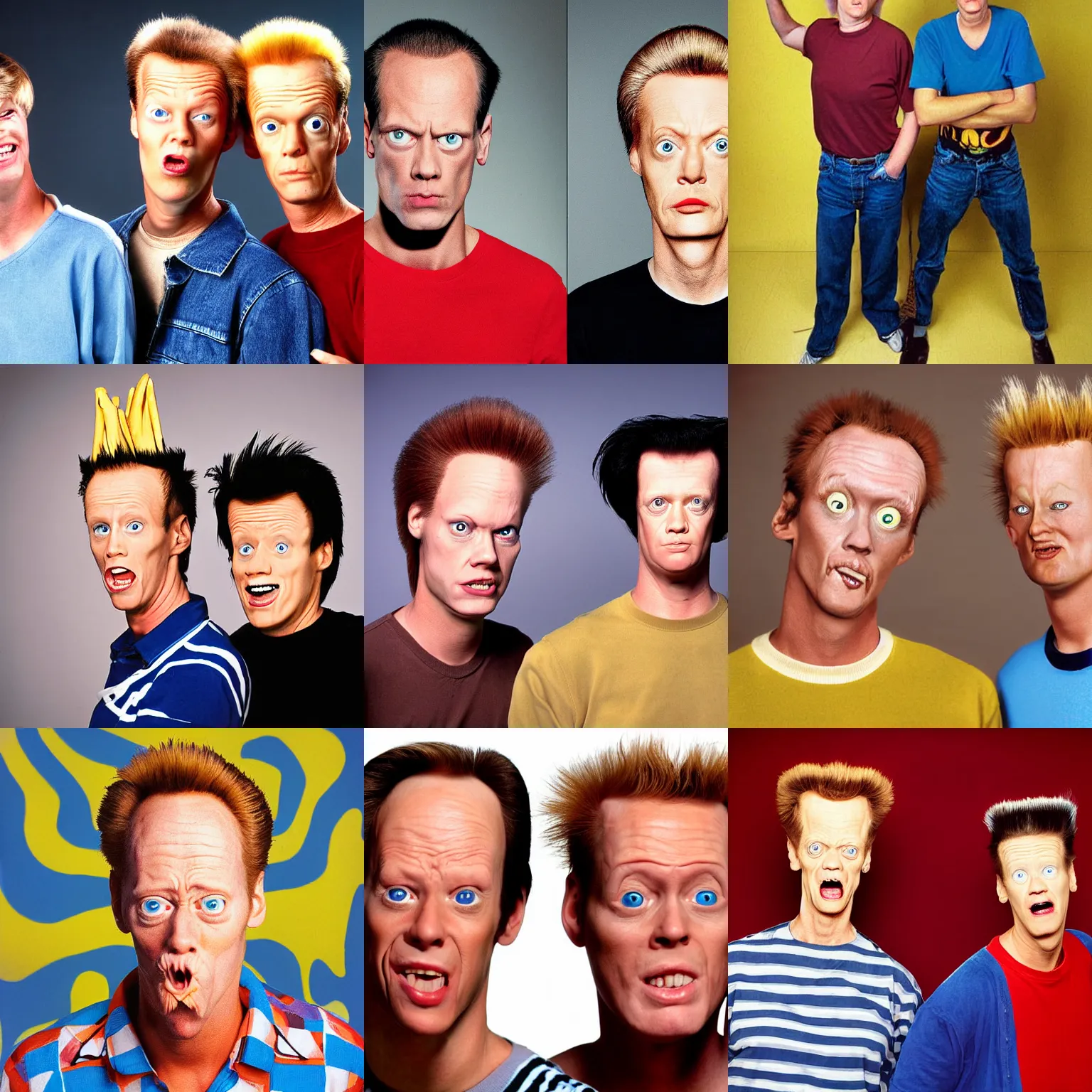 Prompt: portrait photograph, Beavis and Butthead from MTV as real people