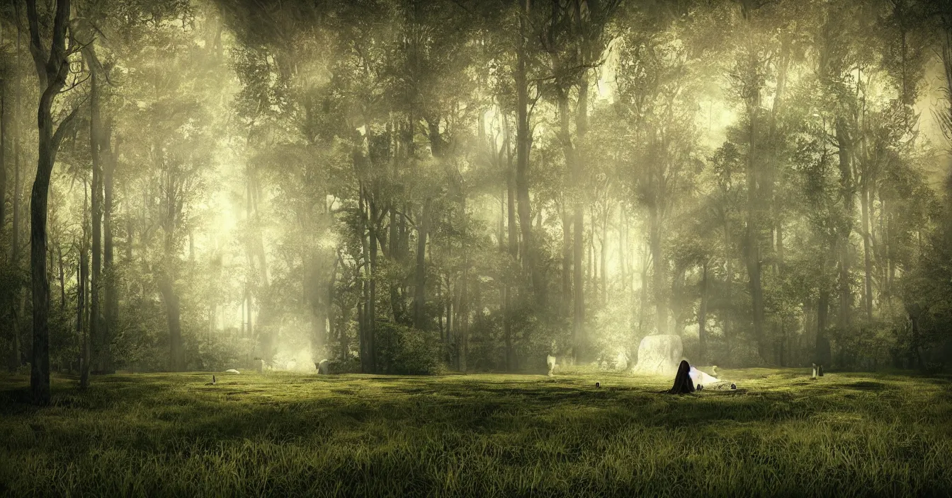 Image similar to the consciousness in the silent world behind the mirror, absolute peace and quiet ground, still moment, beautiful digital art, contrast shading, unreal engine, vray, style of sally mann