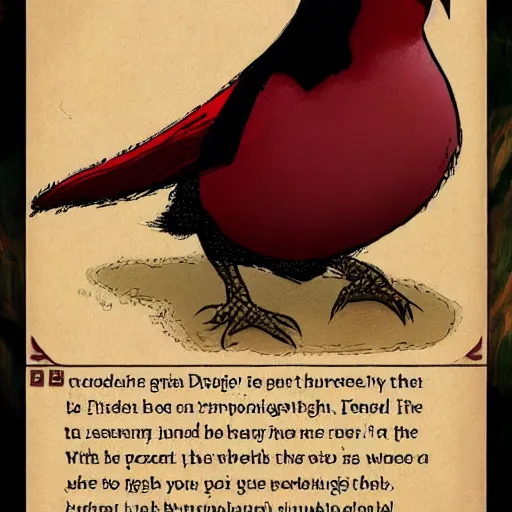 Prompt: female red kenku, dungeons and dragons,