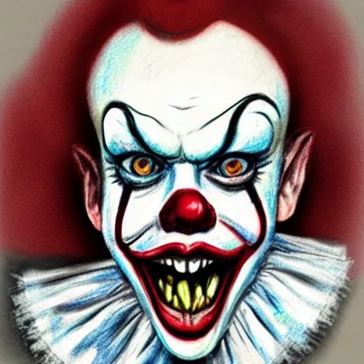 Image similar to Pastel sketch of Tim Curry's Pennywise