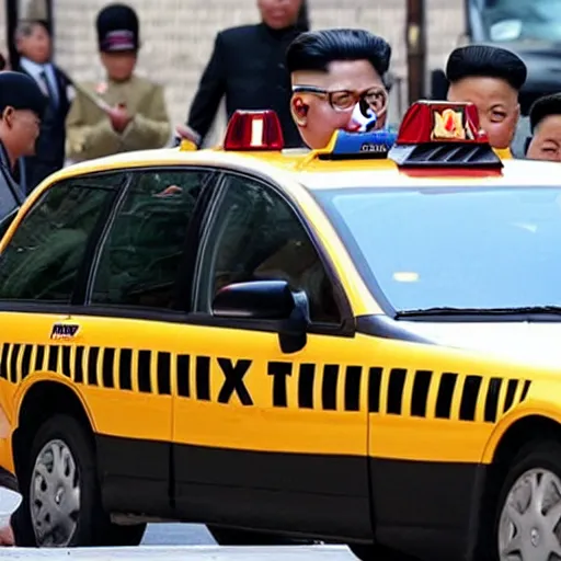 Prompt: kim jong un drives a taxi in new york