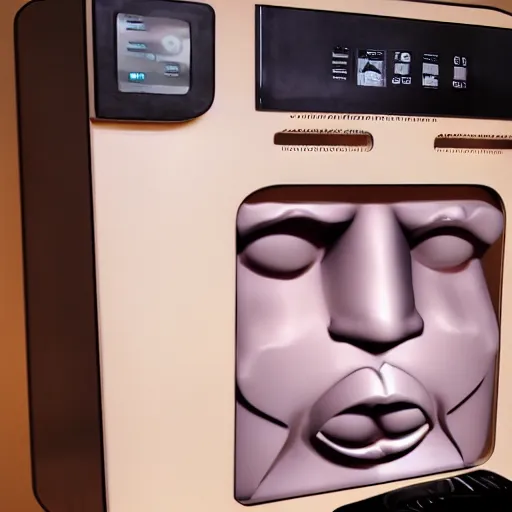 Image similar to face on a humanoid coffee machine