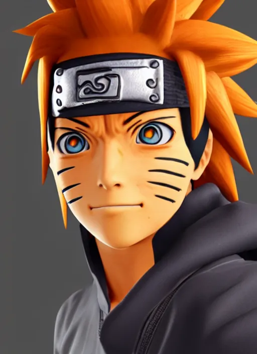 Image similar to Naruto, 3D character model, 3D render, photorealistic, 8k