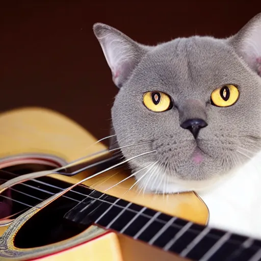 Image similar to british shorthair cat playing the guitar