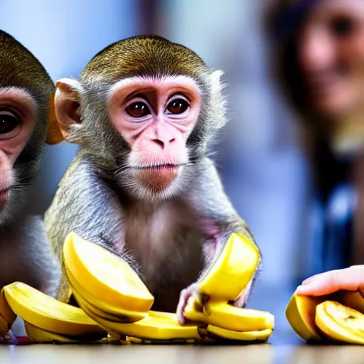 Image similar to monkeys as employees in the cubical offices, throwing bananas and folders on clients