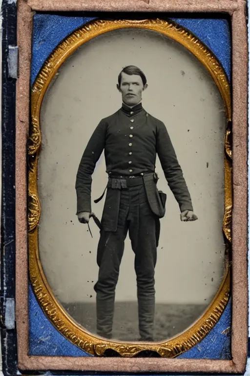 Image similar to spider - man, american civil war photo portrait, 1 8 6 4, tin type