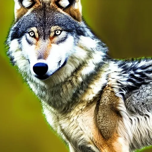 Image similar to a wolf and deer hybrid, wolf - dear, wildlife photography, realistic