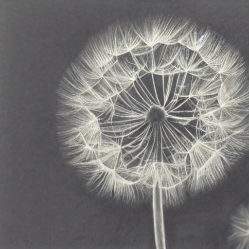 Image similar to pencil drawing of dandelion seeds blowing in the wind