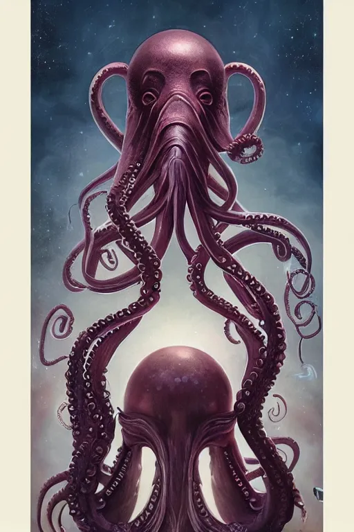 Prompt: portrait of an elegant alien octopus man king, straight on portrait, by artgerm, tom bagshaw, gerald brom, vaporwave colors, lo - fi colors, vaporwave, lo - fi, moody vibe, goth vibe, 4 k, hd,