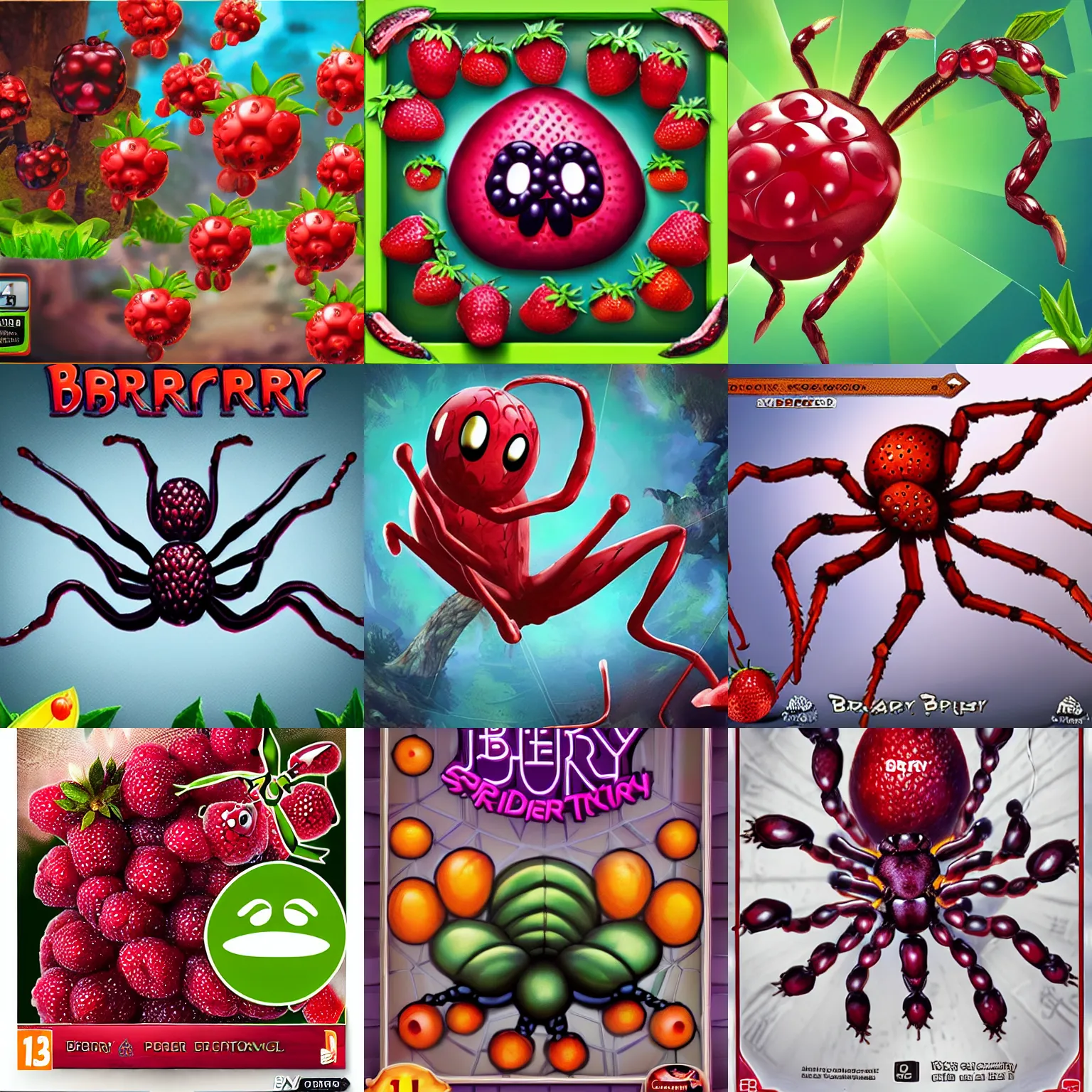 Prompt: berry spider, pc boxart