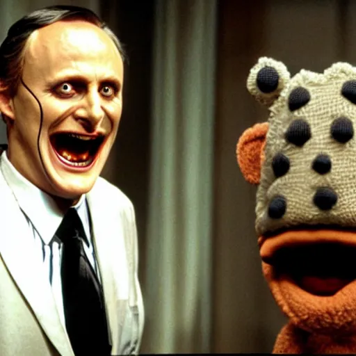 Image similar to hannibal lecter hosting the muppet show