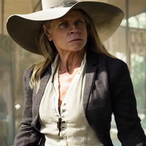 Image similar to linda hamilton as dolores in season 3 of westworld