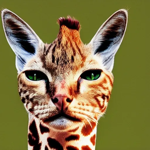 Image similar to cat giraffe hybrid bold natural colors national geographic photography, masterpiece, full shot