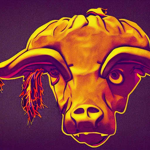 Prompt: bull headed human, hotline miami, digital art, gta v artwork