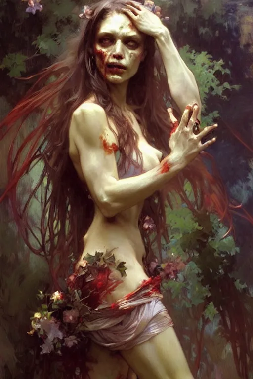 Image similar to zombie, painting by daniel gerhartz, alphonse mucha, bouguereau, detailed art, artstation