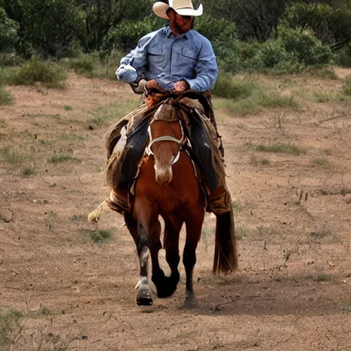 Image similar to A cowboy riding a tardigrade