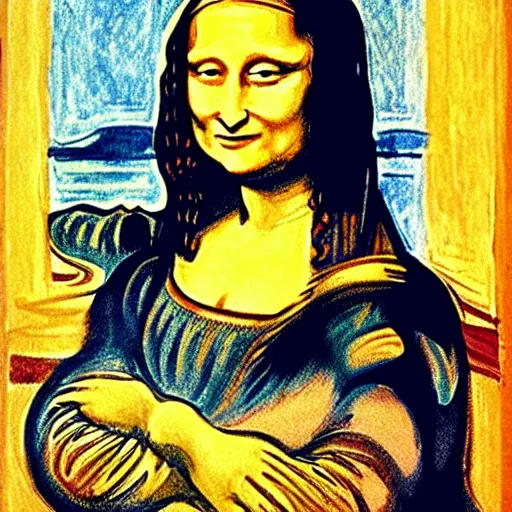 Image similar to the mona lisa screaming with hair on fire by edvard munch