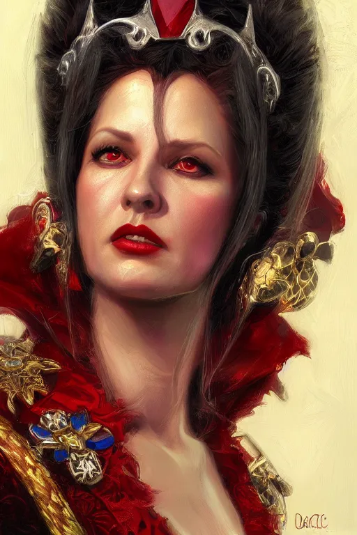 Image similar to Queen of Hearts, closeup character portrait art by Donato Giancola, Craig Mullins, digital art, trending on artstation