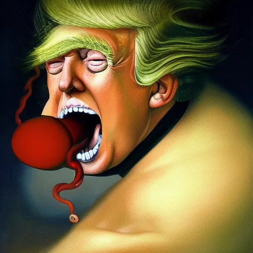 Image similar to a painting Donald Trump like Saturn Devouring His Son, 2d, ultra highly detailed, rococo painting, smooth, sharp focus, artstation, pixiv, art by Francisco Goya