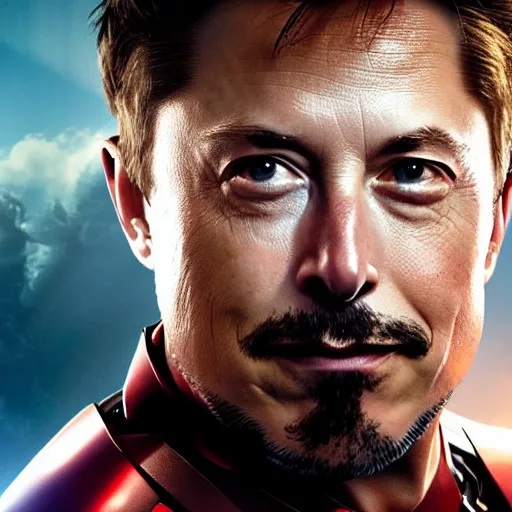 Image similar to elon musk as iron man, cinematic