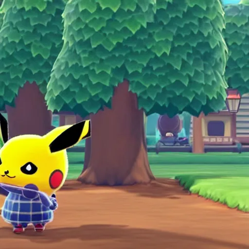 Prompt: Pikachu in Animal Crossing
