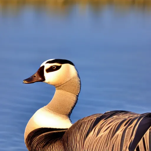 Prompt: Out of focus picture of a Canadian Goose with a funny hat