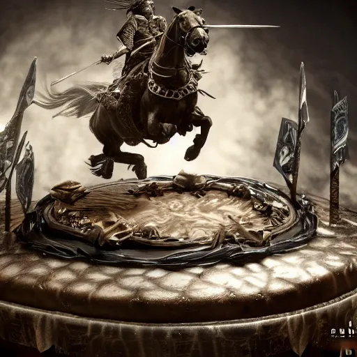 Image similar to shield maiden jumping out of birthday cake, intricate detail, royo, klimt, miro, vallejo, frazetta, giger, whealan, hd, unreal engine,