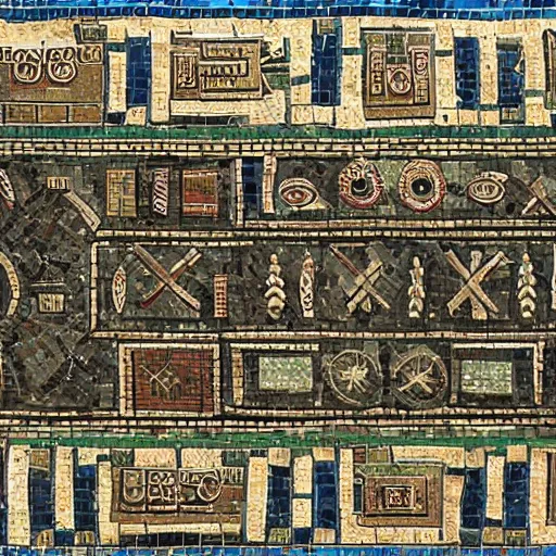 Prompt: roman mosaic of a call of duty screenshot