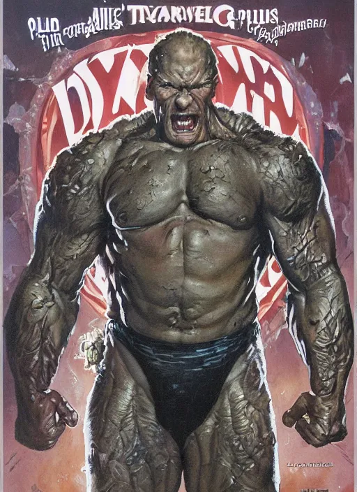 Image similar to full body and head single character portrait of martyn ford as marvel's the thing, dynamic action, painted by norman rockwell and phil hale and greg staples and tom lovell and frank schoonover and jack kirby