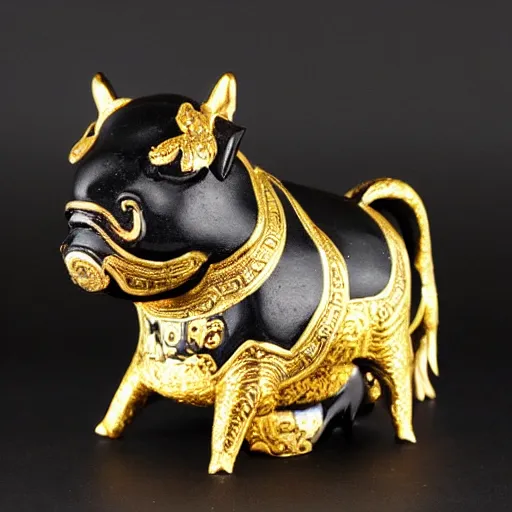 Image similar to chinese pig black and gold figurine