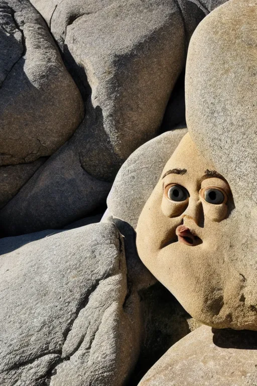 Image similar to dwayne the rock jonhson's face on a boulder as a tourist attraction