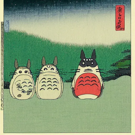 Prompt: my neighbor totoro by ando hiroshige