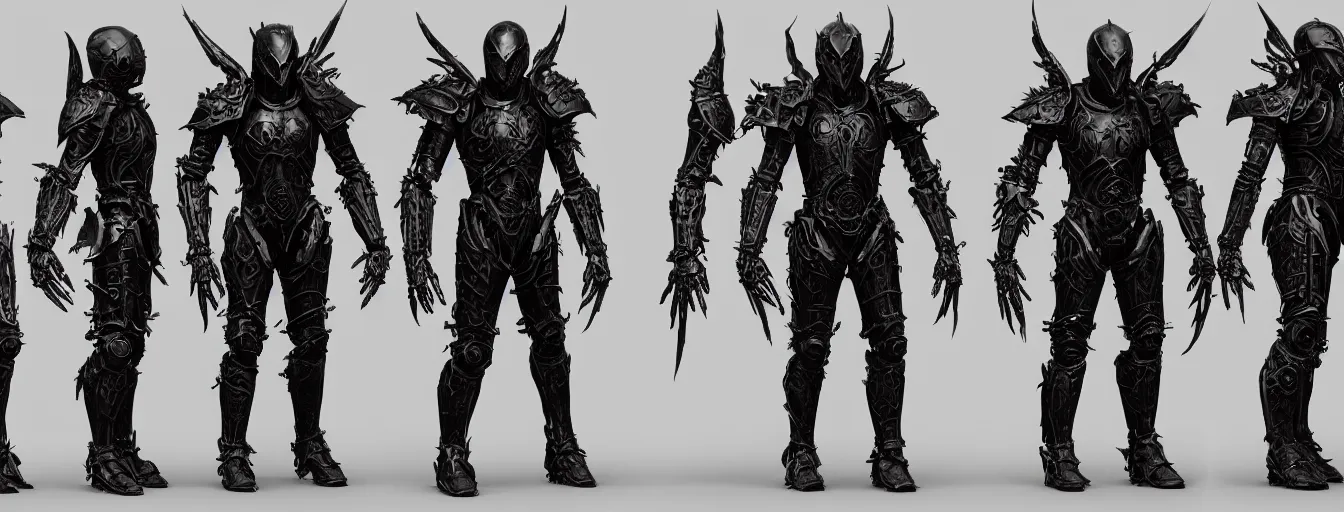 Image similar to hell knight templar thorn armor suit humanoid character sheet, archangel themed dark sf biomechanical, intricate artwork masterpiece, ominous, dramatic horror cinematic lighting, volumetric 8 k, by josan gonzalez, alexey egorov, kilian eng, trending on cgsociety, octane render, 8 k