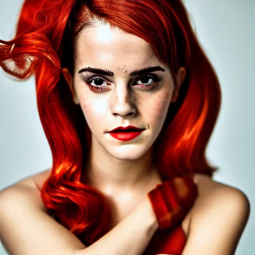 Image similar to Emma Watson as Jessica Rabbit, (Sony a7R IV, modelsociety, symmetric balance)