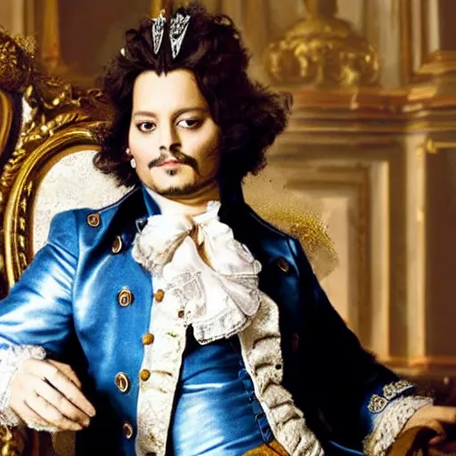 Prompt: johnny depp as louis xv,