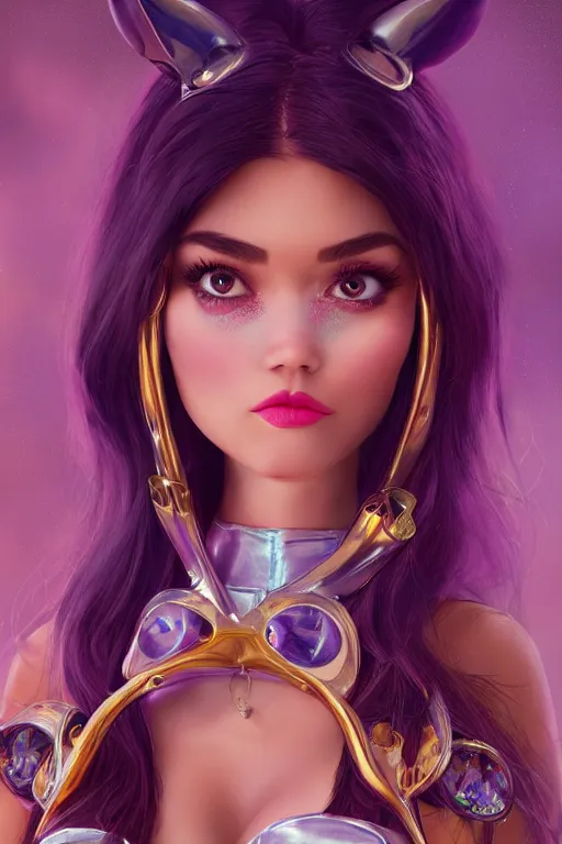 Image similar to pixar woman madison beer edm cupid cowgirl | soft creamy polished decadent alluring racy ornate masterpiece | weta disney movie still portrait photo | sci fi, fantasy, film, 8 k, highly detailed, artstation, realism | beeple, artgerm, mucha, wlop, loish |