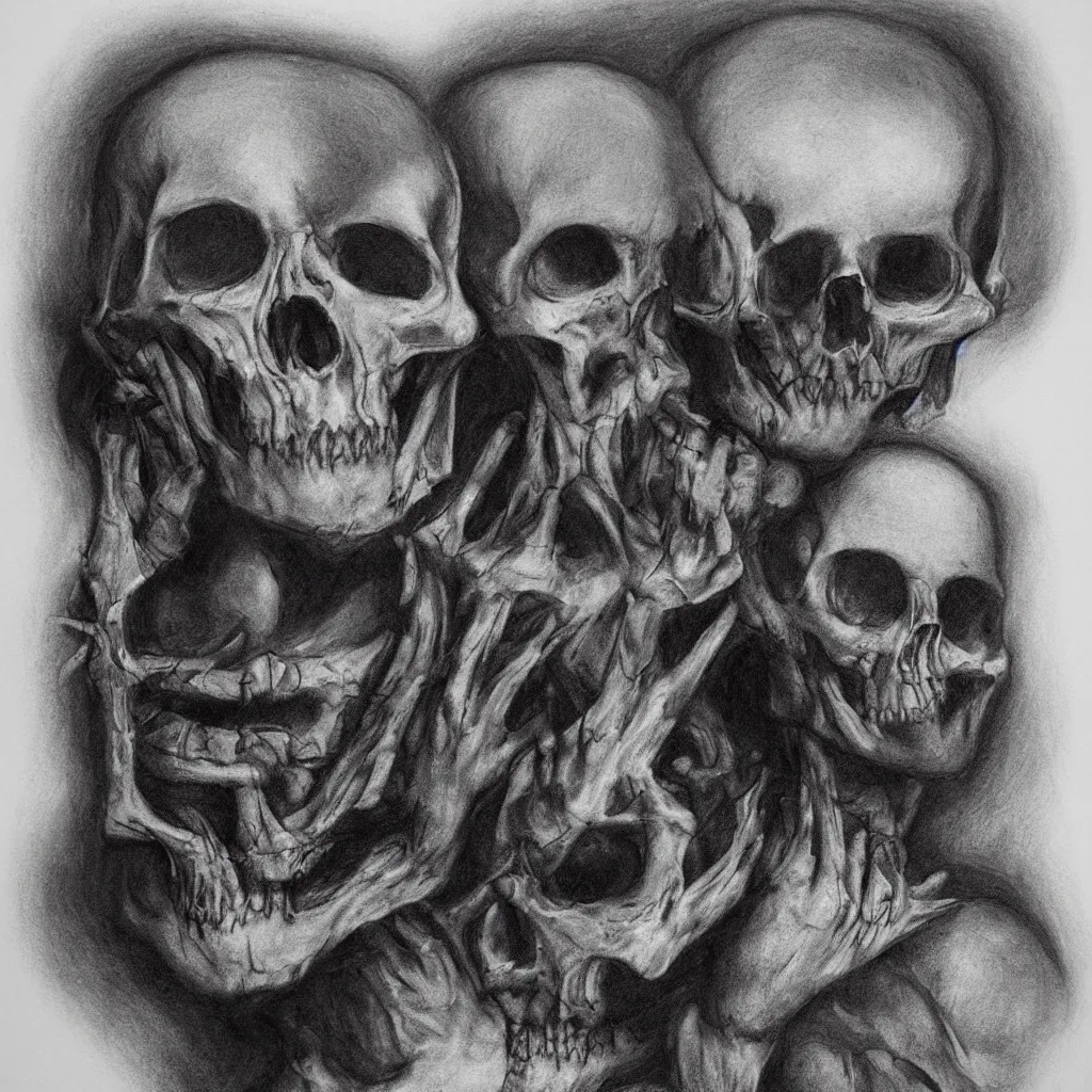 Prompt: charcoal macabre art