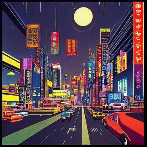 Image similar to “Wayne thiebaud neo-Tokyo gleaming sunny day”