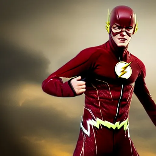 Image similar to The Flash looking anxiously at his watch