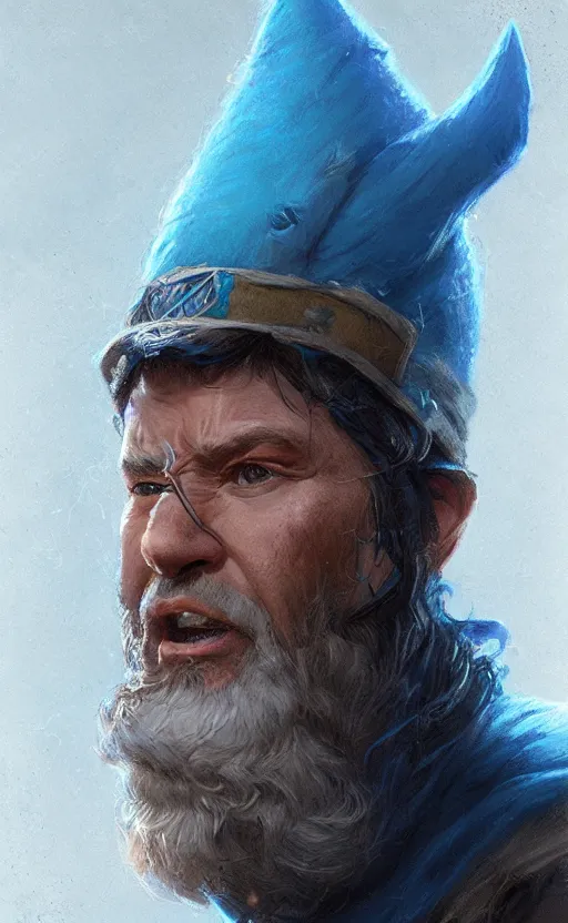 Prompt: alexis ohanian as a wizard, blue wizard hat, concept art, detailed face, fantasy, highly detailed, cinematic lighting, digital art painting by greg rutkowski