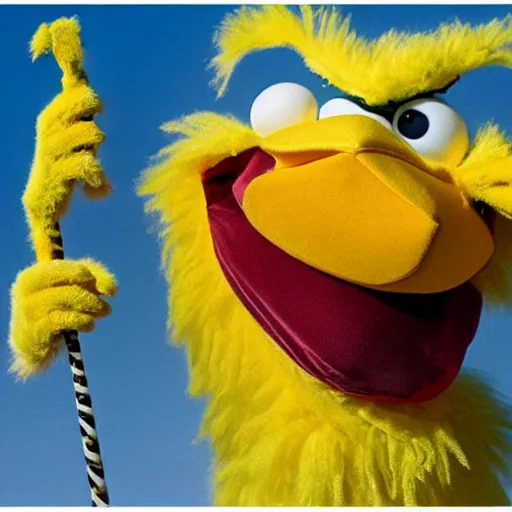 Image similar to big bird loses his mind