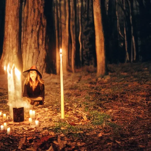 Image similar to witch performing a ritual in a dark forest